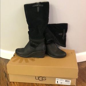 UGG Women's Lesley Wedge Boots Waterproof Leather